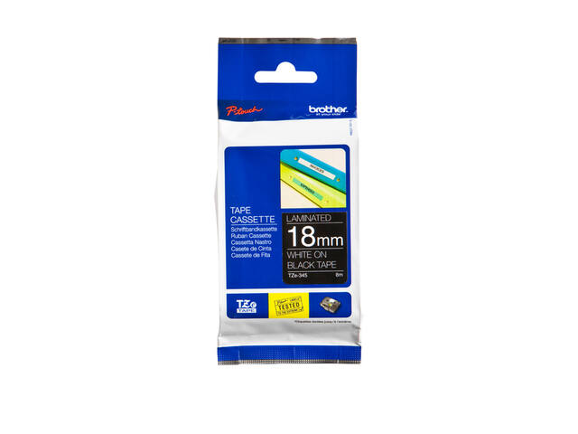 Labeltape Brother Ptouch TZe345 18mm zwart