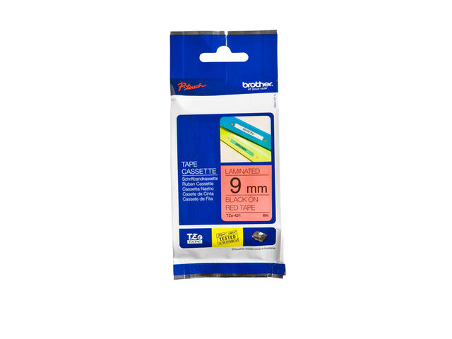 Labeltape Brother Ptouch TZe421 9mm rood