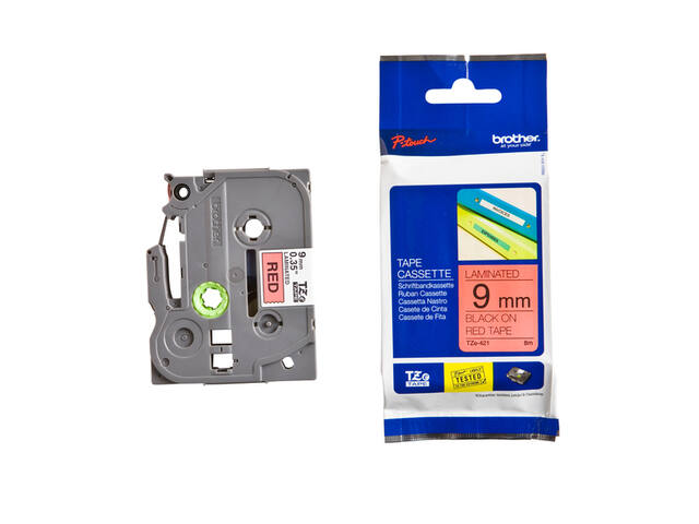 Labeltape Brother Ptouch TZe421 9mm rood