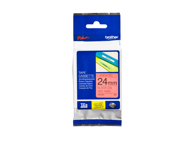 Labeltape Brother Ptouch TZe451 24mm rood