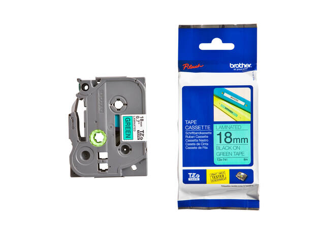 Labeltape Brother Ptouch TZe741 18mm groen