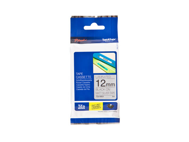 Labeltape Brother Ptouch TZeM931 12mm zilver