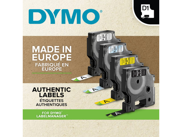 Labeltape Dymo LabelManager D1 polyester 12mm wit