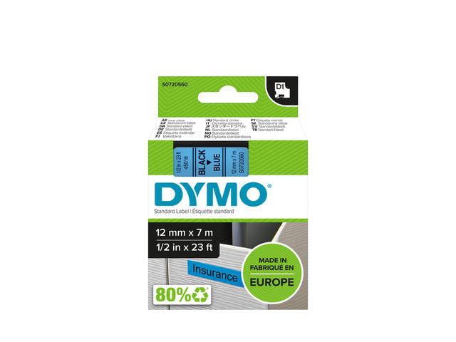 Labeltape Dymo LabelManager D1 polyester 12mm bl