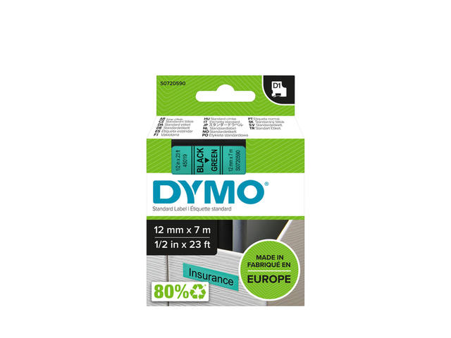 Labeltape Dymo LabelManager D1 polyester 12mm grn