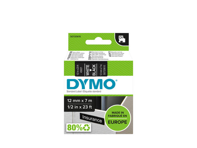 Labeltape Dymo LabelManager D1 12mmx7m zwart