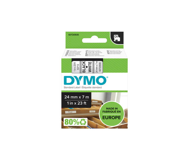 Labeltape Dymo LabelManager D1 polyester 24mm wit