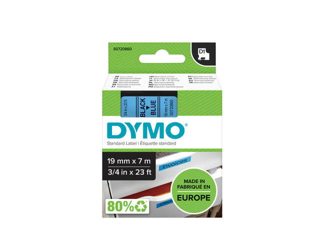 Labeltape Dymo LabelManager D1 polyester 19mm bl