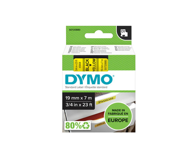 Labeltape Dymo LabelManager D1 polyester 19mm geel