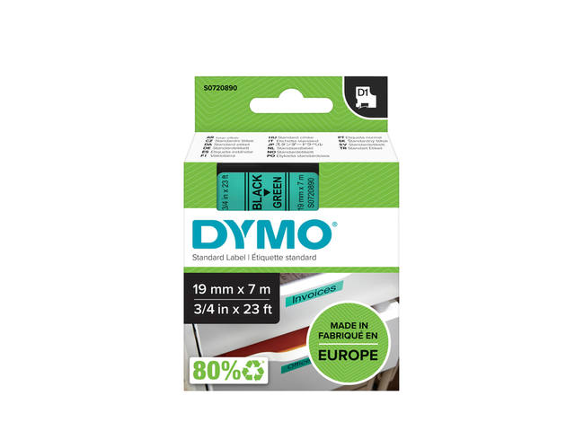 Labeltape Dymo LabelManager D1 polyester 19mm grn