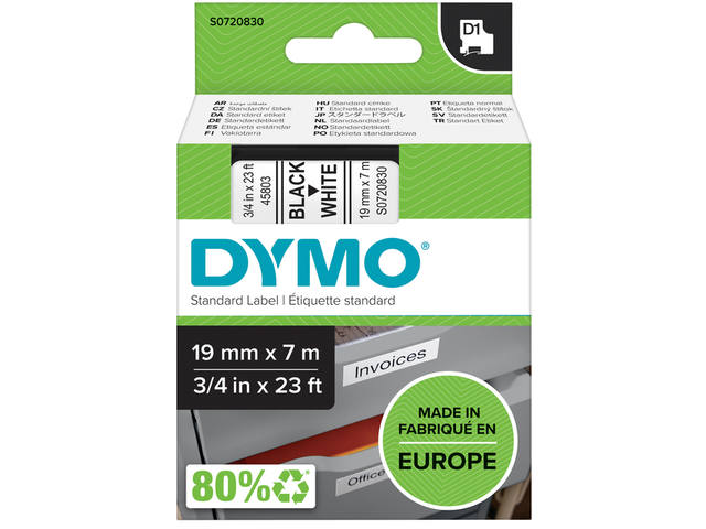 Labeltape Dymo LabelManager D1 19mmx7m wit