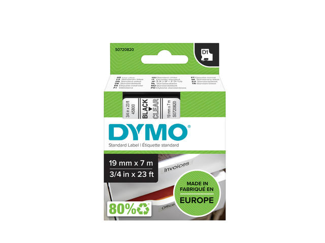 Labeltape Dymo LabelManager D1 polyester 19mm trns