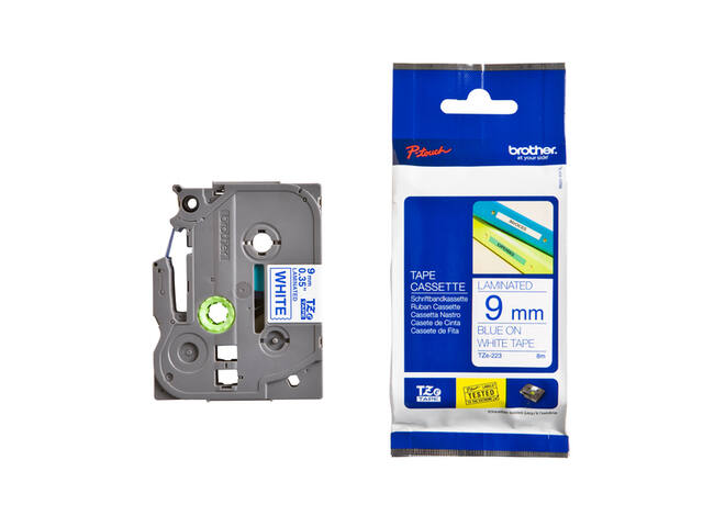 Labeltape Brother Ptouch TZe223 9mm wit