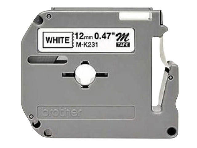 Labeltape Brother Ptouch MK231 12mm wit