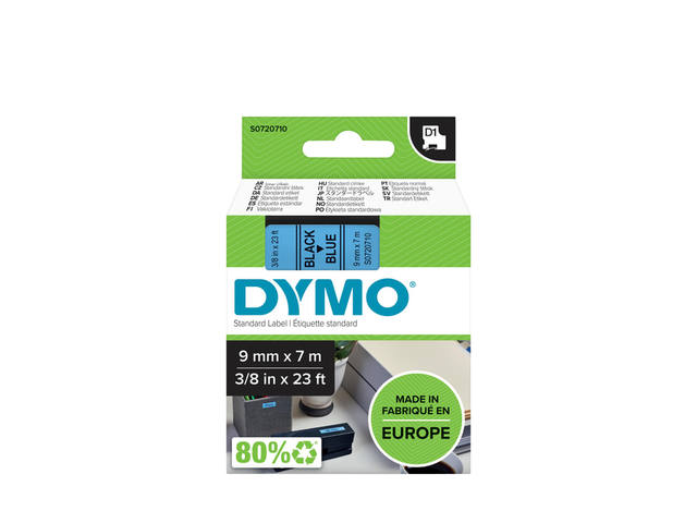 Labeltape Dymo LabelManager D1 polyester 9mm blauw