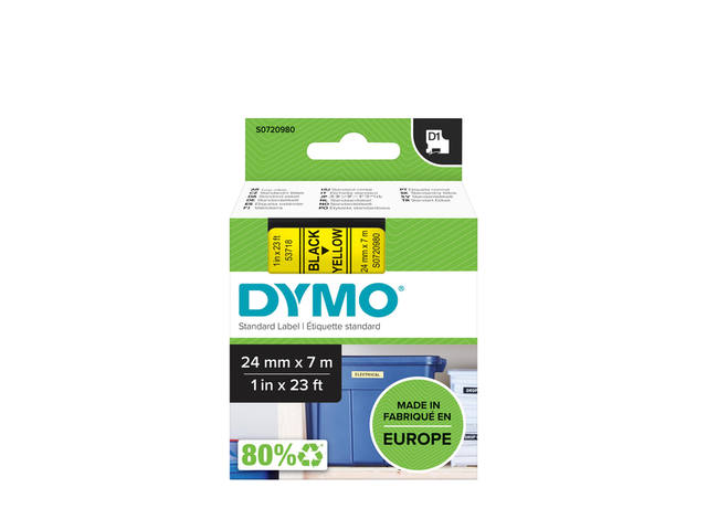 Labeltape Dymo LabelManager D1 polyester 24mm geel