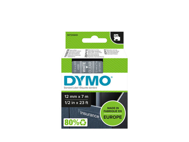 Labeltape Dymo LabelManager D1 polyester 12mm trns