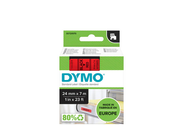 Labeltape Dymo LabelManager D1 polyester 24mm rood