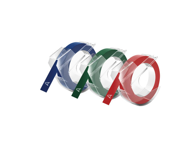 Relieftape Dymo embossing vinyl 9mm 3 stuks