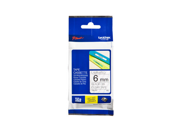 Labeltape Brother Ptouch TZe111 6mm transparant
