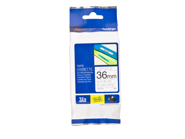 Labeltape Brother Ptouch TZe161 36mm transparant