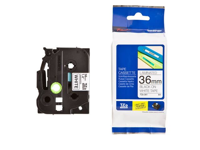 Labeltape Brother Ptouch TZe261 36mm wit