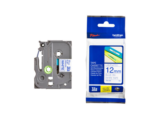 Labeltape Brother Ptouch TZe233 12mm wit
