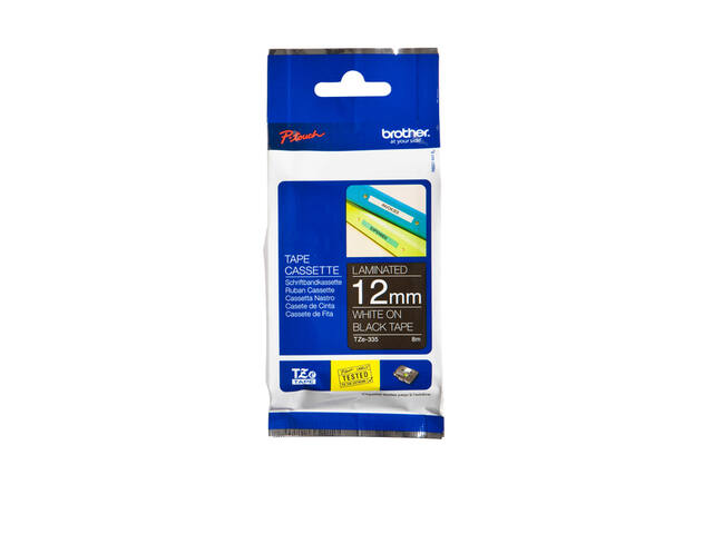 Labeltape Brother Ptouch TZe335 12mm zwart