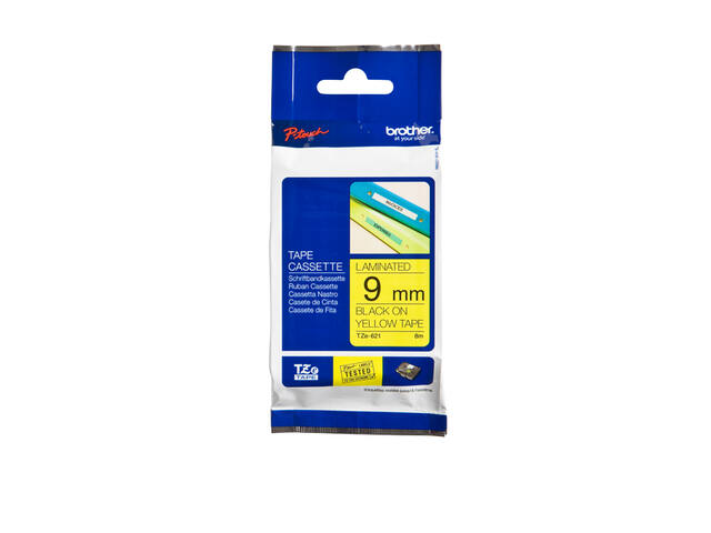Labeltape Brother Ptouch TZe621 9mm geel