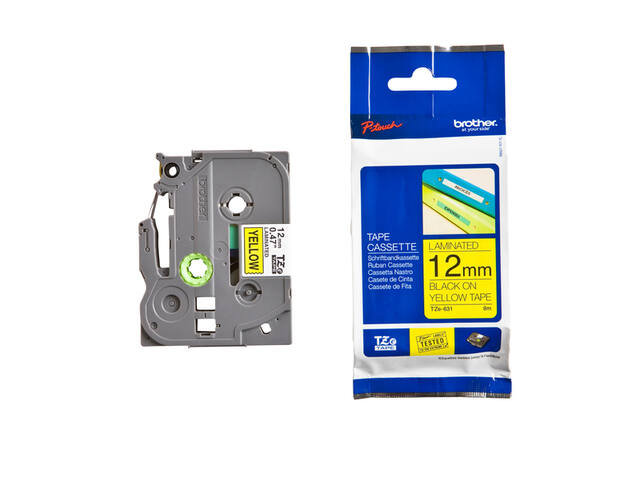 Labeltape Brother Ptouch TZe631 12mm geel