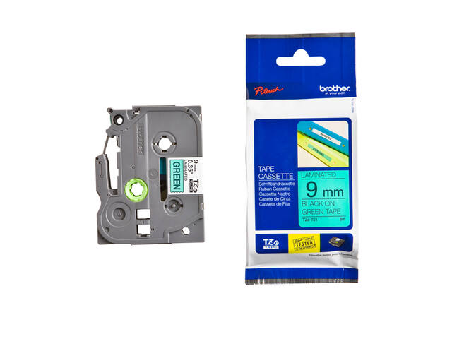 Labeltape Brother Ptouch TZe721 9mm groen