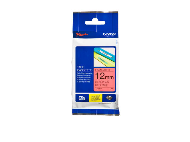 Labeltape Brother Ptouch TZe431 12mm rood