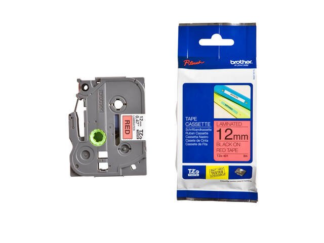 Labeltape Brother Ptouch TZe431 12mm rood