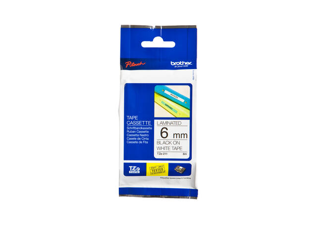 Labeltape Brother Ptouch TZe211 6mm wit