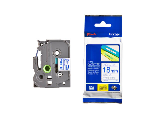 Labeltape Brother Ptouch TZe243 18mm wit