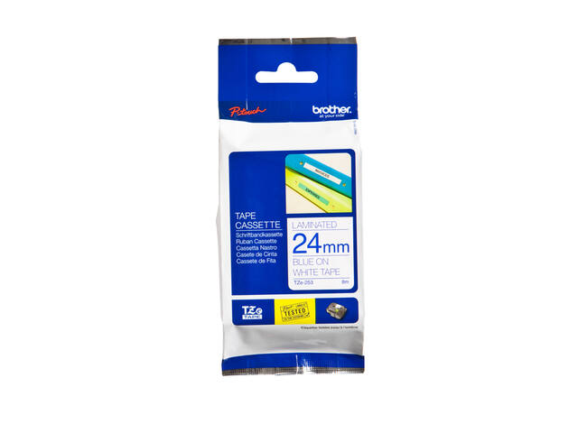 Labeltape Brother Ptouch TZe253 24mm wit