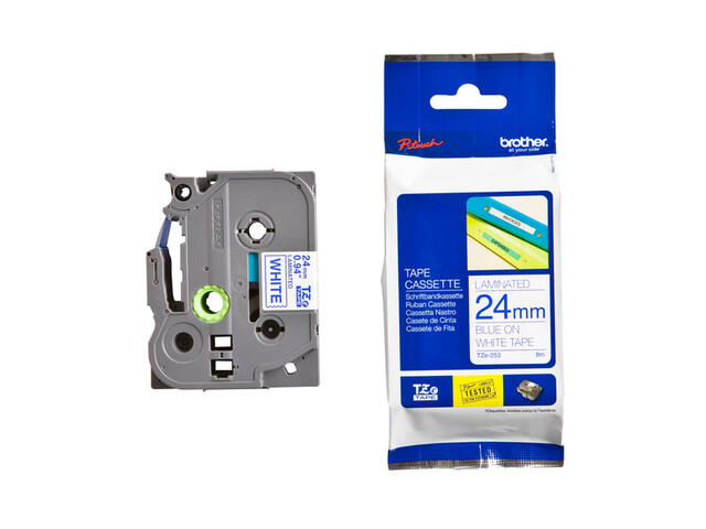 Labeltape Brother Ptouch TZe253 24mm wit