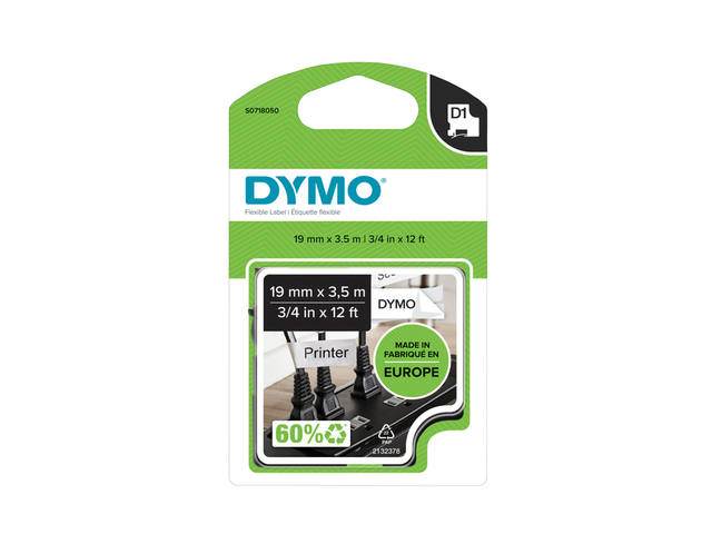 Labeltape Dymo LabelManager D1 nylon 19mm wit