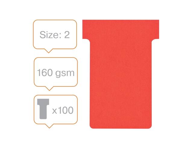 T-kaart Nobo nr.2 48mm rood 100 stuks