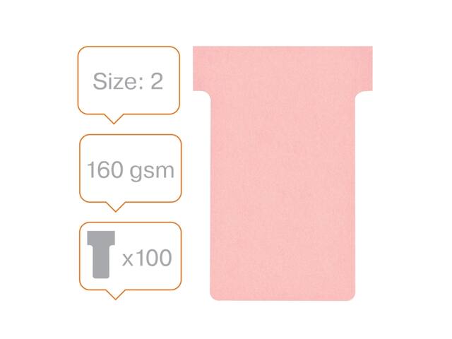 T-kaart Nobo nr.2 48mm roze 100 stuks