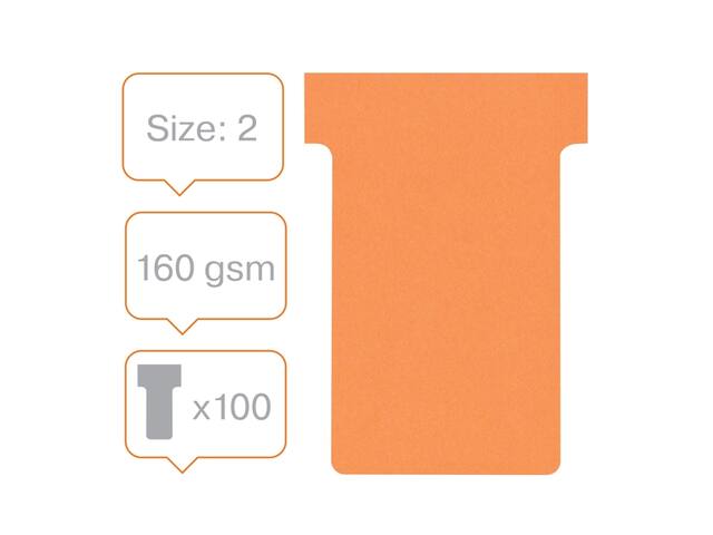 T-kaart Nobo nr.2 48mm oranje 100 stuks