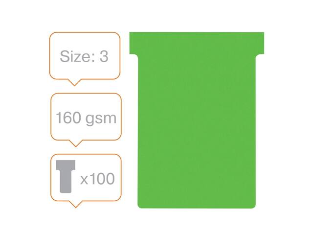 T-kaart Nobo nr.3 80mm groen 100 stuks