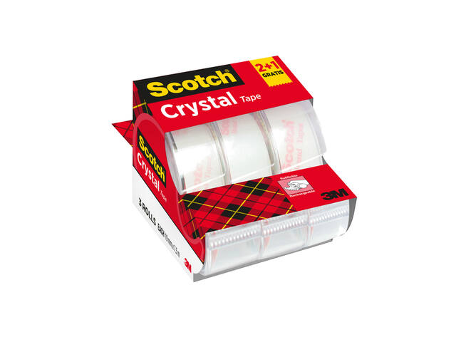 Plakband Scotch Crystal 600 19mmx7.5m tr 2+1 disp