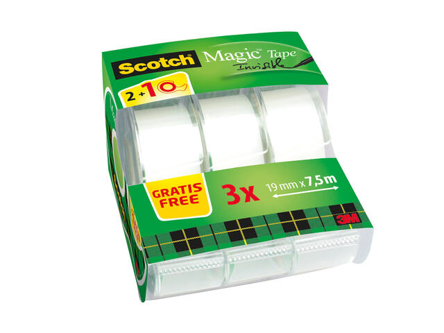 Plakband Scotch Magic 810 19mmx7.5m mat 2+1 disp