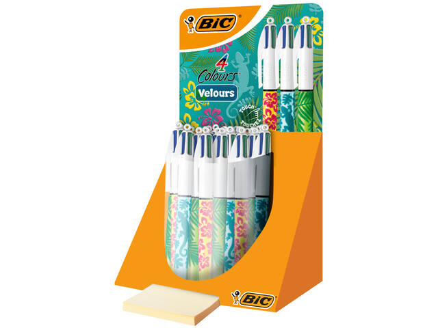 Balpen Bic 4kleuren velours M assorti