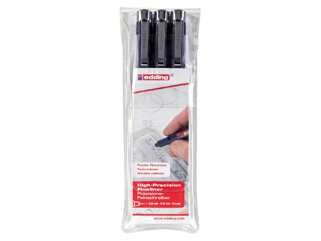 Fineliner edding 1800 0.25-0.35-0.5mm zwart