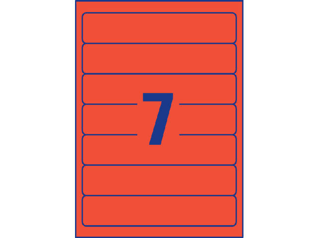Rugetiket Avery smal 38x192mm zelfklevend rood