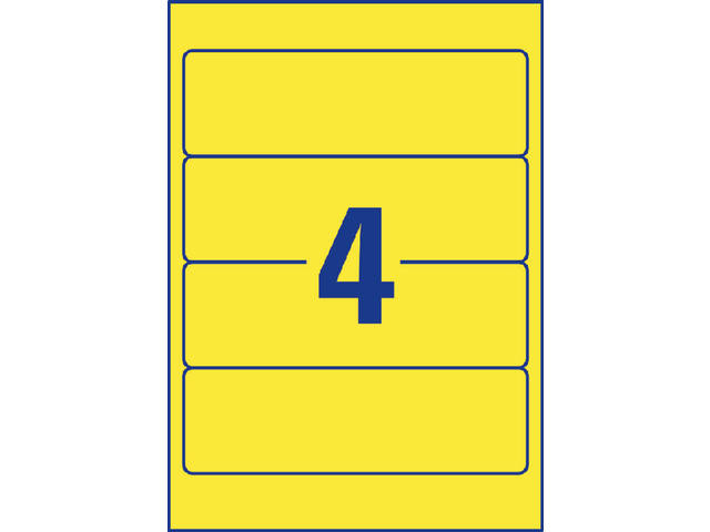 Rugetiket Avery breed 61x192mm zelfklevend geel