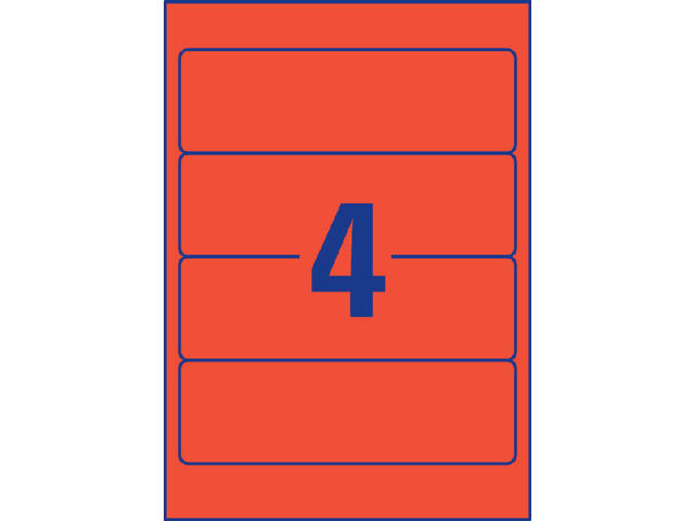 Rugetiket Avery breed 61x192mm zelfklevend rood