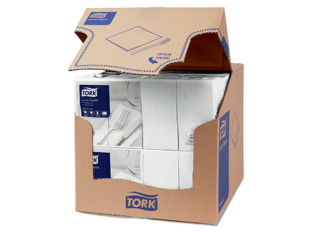 Lunchservet Tork Advanced achtstevouw wit